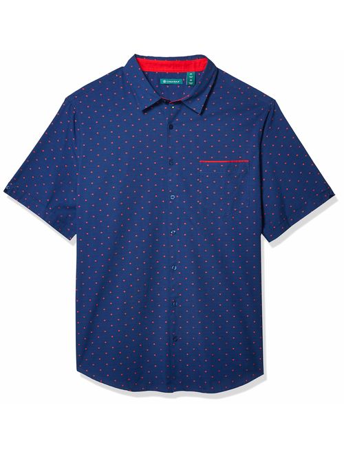 Cubavera Men's Big and Tall One Pocket Dot Jacquard Shirt