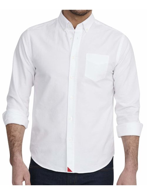 UNTUCKit Russian River - Untucked Shirt for Men Long Sleeve, White Oxford, X-Large Regular Fit