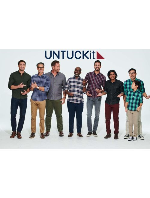 UNTUCKit Fuligni - Untucked Shirt for Men Long Sleeve, Navy Blue, X-Large Regular Fit