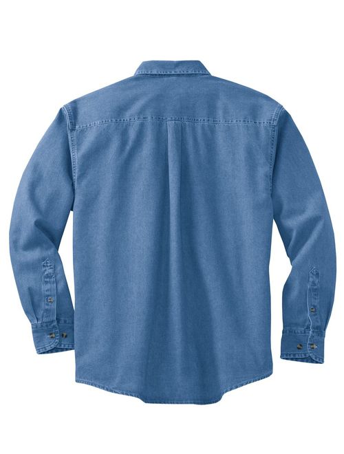 Joe's USA 6.5-Ounce Tall Long Sleeve Denim Shirt-Faded-2XLT