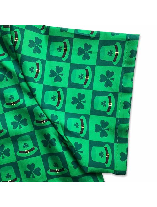 Men St. Patrick's Day Shirt Irish Shamrock Printed Short Sleeve Hawaiian Shirt Button Down Aloha Shirts Green