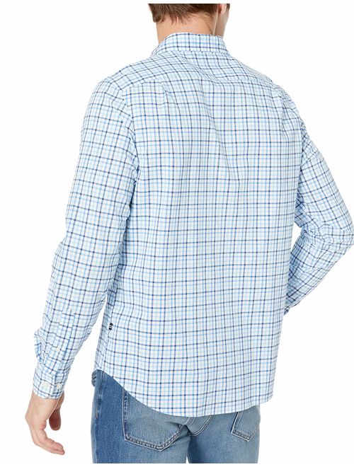 Nautica Men's Long Sleeve Solid Plaid Stretch Cotton Button Down Shirt