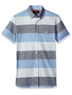 Jack Spade Men's Wide Stripe Oxford Short Sleeve Shirt