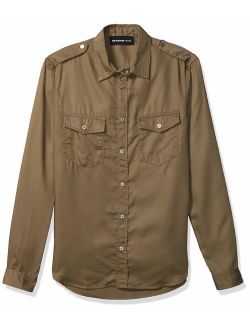 The Kooples Men's Men's Long Sleeved, Button-Down Safari Shirt in a Japanese Fabric with a Relaxed Fit