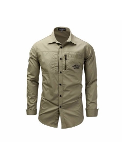 K-Men Men's Quick-Dry Long/Short Sleeve Fishing Shirts for Work Travel Military