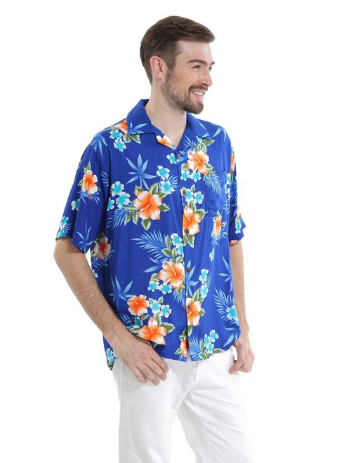 Hawaii Hangover Men's Hawaiian Shirt Aloha Shirt Hibiscus Blue