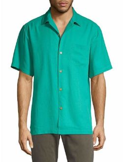 Solid Diamond Dobby Silk Camp Shirt