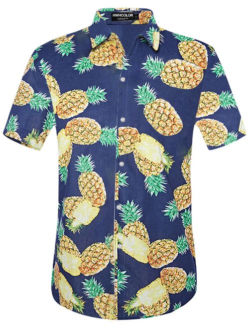 HWHColor Men's Hawaiian Aloha Beach Short Sleeve Shirt Casual Relaxed-Fit Button Down Shirts