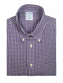 Brooks Brothers Mens Regent Fit 20986 Cotton The Original Polo Button Down Shirt Deep Purple Gingham Plaid 