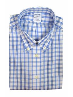 Brothers Mens 346 Slim Fit 47549 All Cotton The Original Polo Button Down Shirt White Blue Plaid