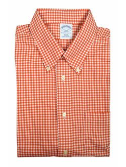 Brothers Mens 346 Slim Fit 2623 All Cotton The Original Polo Button Down Shirt Pumpkin Orange Gingham Plaid