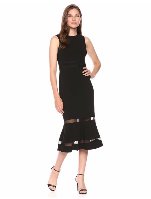 Calvin Klein Women's Sleeveless Midi Dress with Illusion Insets