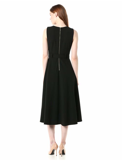 Calvin Klein Women's Sleeveless A-line Belted Midi Dress