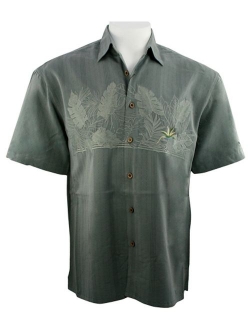 Bamboo Cay Men's Chest Bird of Paradise Tropical Style Embroidered Hawaiian Button Down Shirt