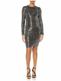 Women's Long Sleeve Sequin Sheath Cocktail Dress