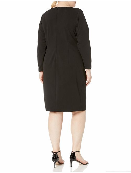 Calvin Klein Women's Plus Size Long Sleeve Sheath with Embellished Slit Dress