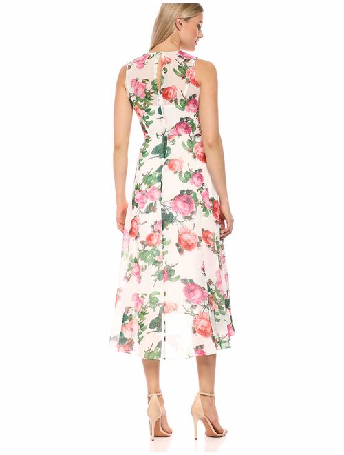 Calvin Klein Women's Chiffon Sleeveless V Neck Maxi Dress