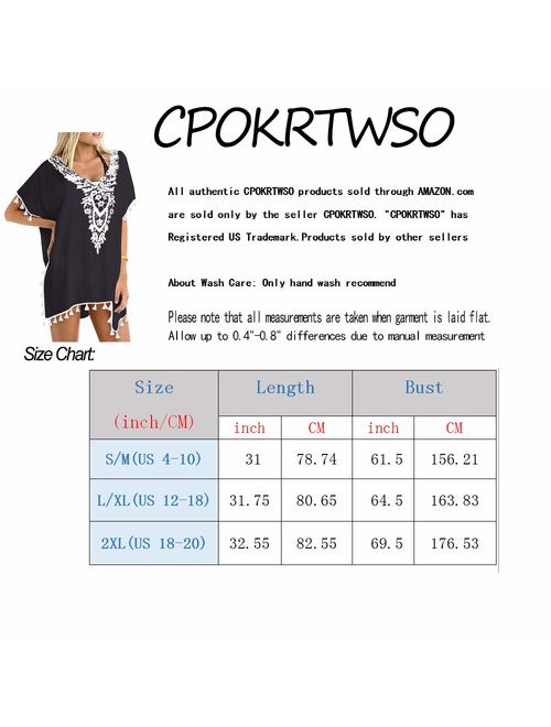 CPOKRTWSO Women's Crochet Chiffon Tassel Swimsuit Beach Bikini Cover Ups for Swimwear