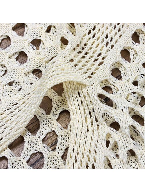 WAWJIR Women Flare Sleeve Sexy Elegant Crochet Hollow Beach Dress Swimwear Bikini Cover Up