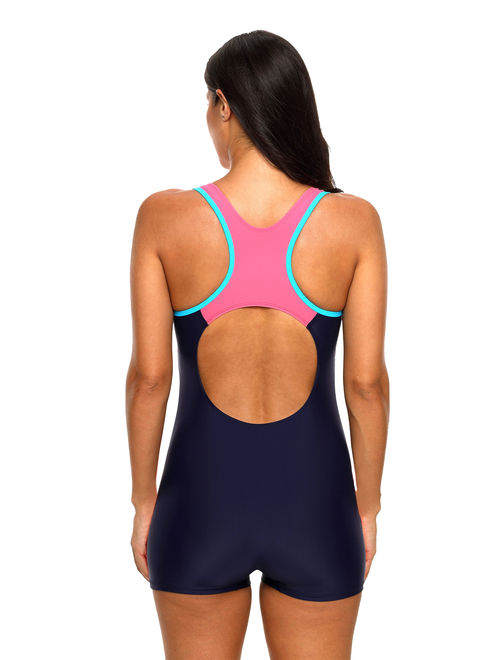 Charmo Swimsuits for Women One Piece Bathing Suits Racerback Boyleg Sports Swimwear