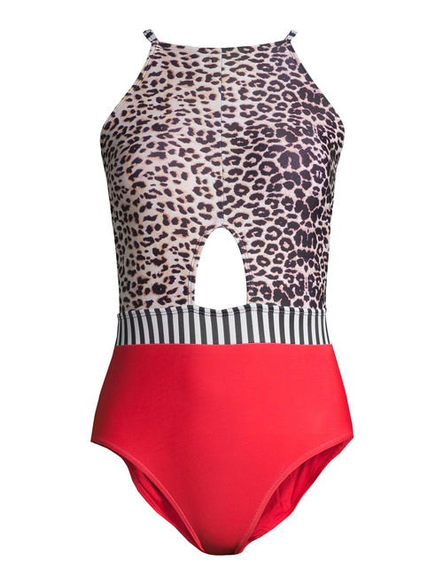 Vigoss Women's Center Cutout Leopard Print One-Piece Swimsuit