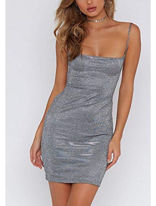 just quella Women Clubwear Party Sexy Dresses Silver Backless Bodycon Dress