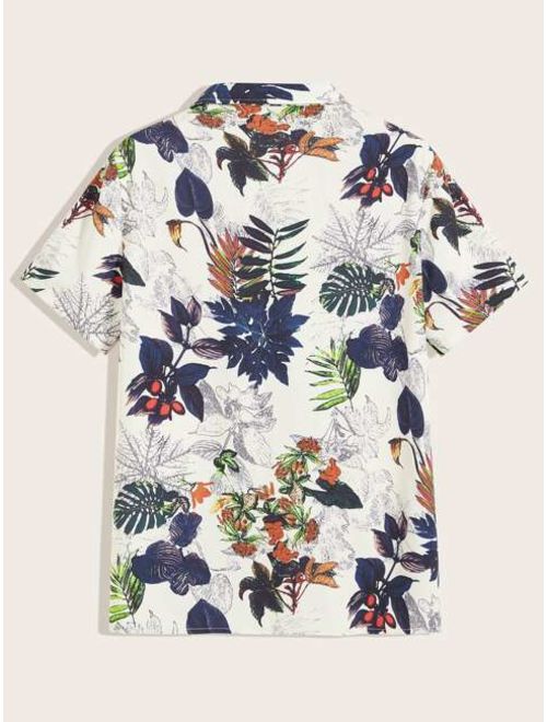 Shein Men Revere Collar Tropical Shirt