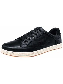 Men's Causal Shoes Leather Fashion Sneakers Breathable Hole Oxford(9.5,Black)
