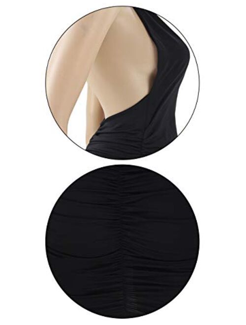 Navvour Women's Halter Sleeveless Backless Mini Dress Ruched Bondycon Party Club Dress