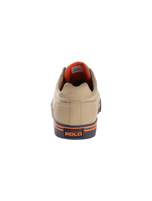 Polo Ralph Lauren Men's Hanford Sneaker,Khaki,Orange,Navy (8.5)