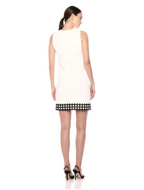 Calvin Klein Women's Sleeveless V Neck Shift with Novelty Trim Dress