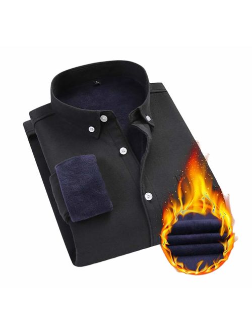 TOSKIP Men's Winter Long Sleeve Oxford Thermal Fleece Lined Shirt Jacket