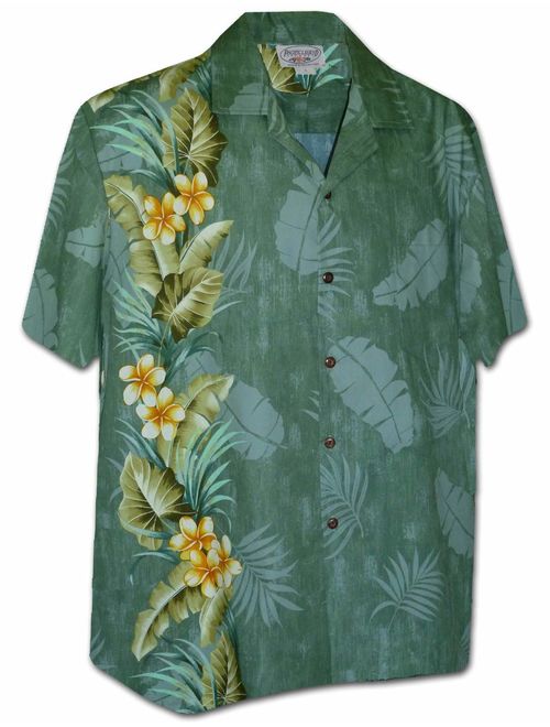Pacific Legend Tropical Plumeria Single Panel Men's Hawaiian Shirts