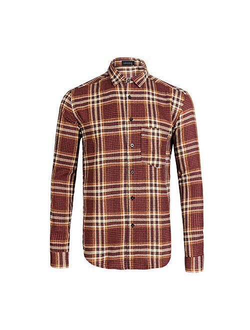 Men's Regular Fit Long Sleeve Button Down Plaid Flannel Shirt