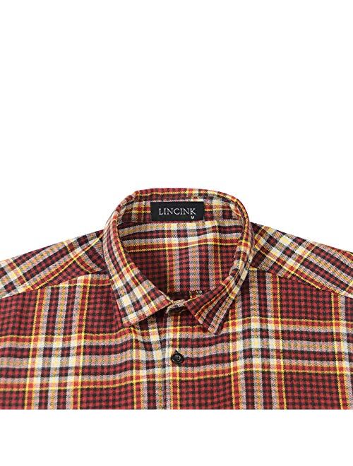 Men's Regular Fit Long Sleeve Button Down Plaid Flannel Shirt