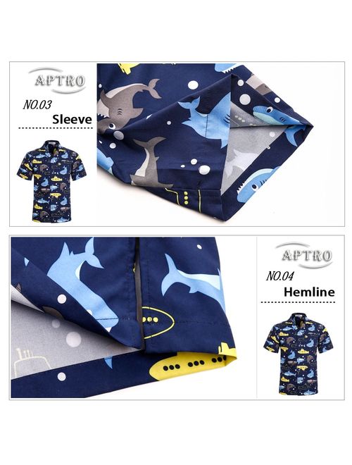 APTRO Men's Hawaiian Shirt 4 Way Stretch Regular Fit Button Down Beach Tropical Shirts