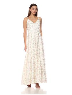 Women's V Neck Flower Print Gown