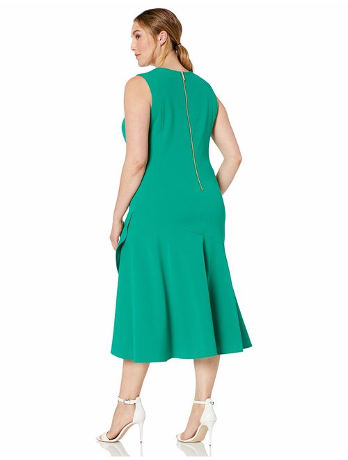 Calvin Klein Women's Plus Size Sleeveless Midi Sheath with Flounce Hem