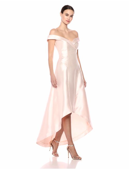 Calvin Klein Women's Off The Shoulder Gown with Hi Low Hem Dress