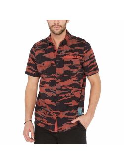 Mens Camouflage Short Sleeves Button-Down Shirt