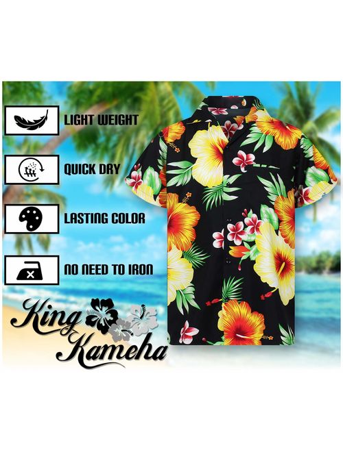 Funky Hawaiian Shirt Men Short-Sleeve Front-Pocket Paradise Flowers Multiple Colors