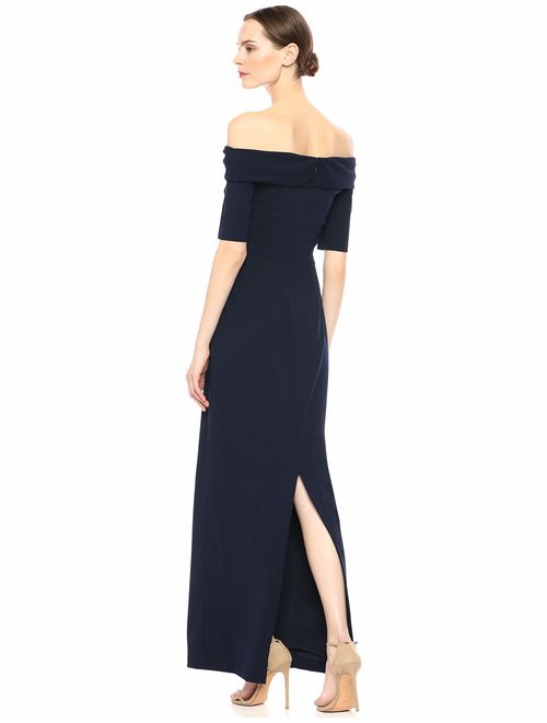 Calvin Klein Women's Off-The-Shoulder Gown with Cross Front Bodice