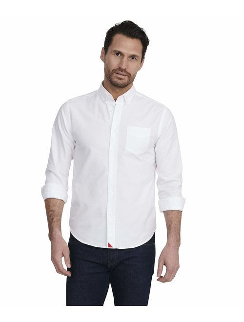 UNTUCKit Russian River - Untucked Shirt for Men Long Sleeve, White Oxford, Large Slim Fit