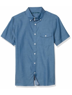 Men's Short Sleeve Solid Twill Untucked Shirt