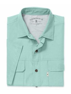 G.H. Bass & Co. Men's Explorer Short Sleeve Button Down Fishing Shirt Solid Flap Pocket