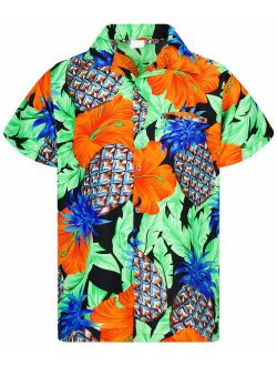 Hawaiian Shirt for Men Funky Casual Button Down Very Loud Shortsleeve Unisex Pineapple Hibiscus