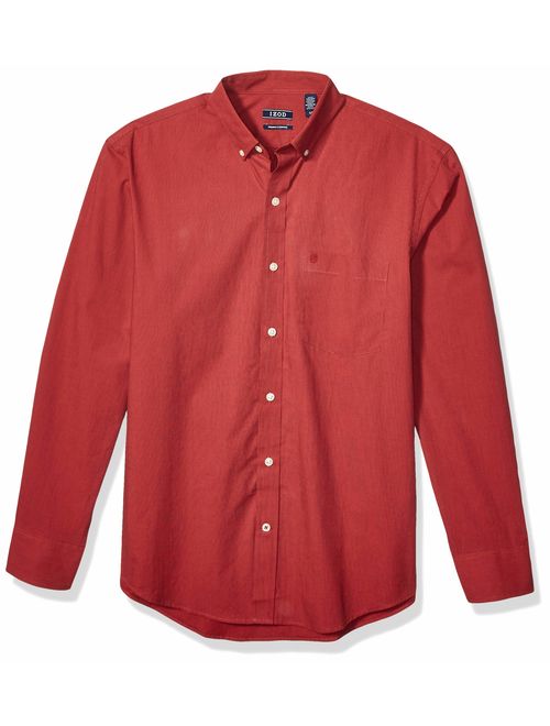 IZOD Men's Button Down Long Sleeve Stretch Performance Solid Shirt