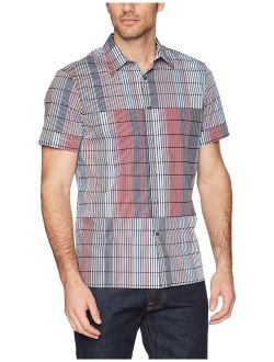 Men's Short Sleeve Graphic Linear Print Shirt