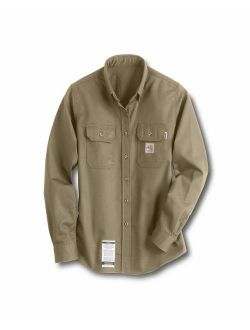 FRS003-KHI-XXL Flame-Resistant Lightweight Twill Shirt, Xx-Large, Khaki