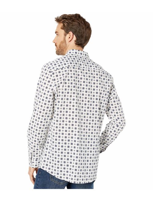 Perry Ellis Men's Slim Fit Medallion Print Stretch Long Sleeve Button-Down Shirt